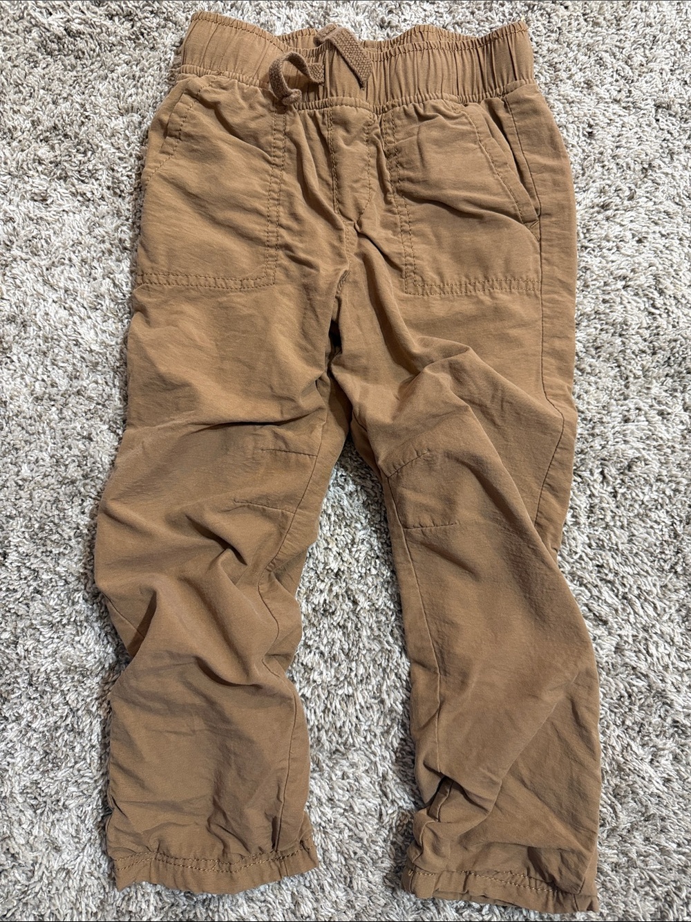 jumping beans Boys Lined Twill Jogger Pants Brown Elastic Waist& Cuffs -size 5